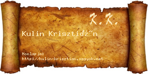 Kulin Krisztián névjegykártya