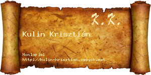 Kulin Krisztián névjegykártya